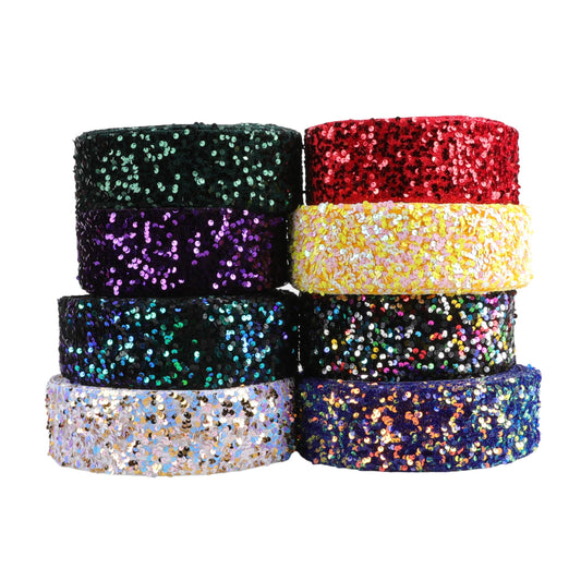 Cinta de terciopelo con lentejuelas de 75 mm y 3 pulgadas